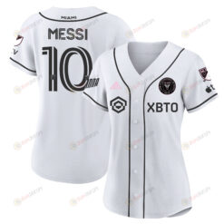 Lionel Messi Inter Miami Baseball Cool Base Women Jersey - Stitched - White