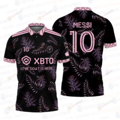 Lionel Messi MLS Inter Miami Black Pattern Print Polo Shirt