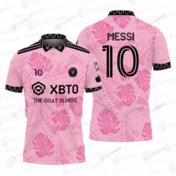 Lionel Messi MLS Inter Miami Pink Pattern Print Polo Shirt