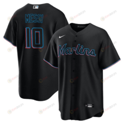 Lionel Messi Miami Marlins Baseball Cool Base Jersey - Stitched Men Jersey - Black