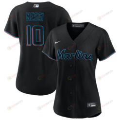 Lionel Messi Miami Marlins Baseball Cool Base Jersey - Women Stitched - Black