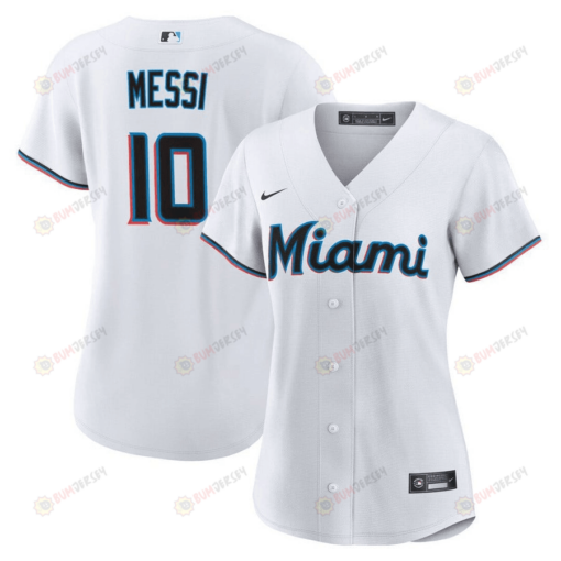 Lionel Messi Miami Marlins Baseball Cool Base Jersey - Women Stitched - White