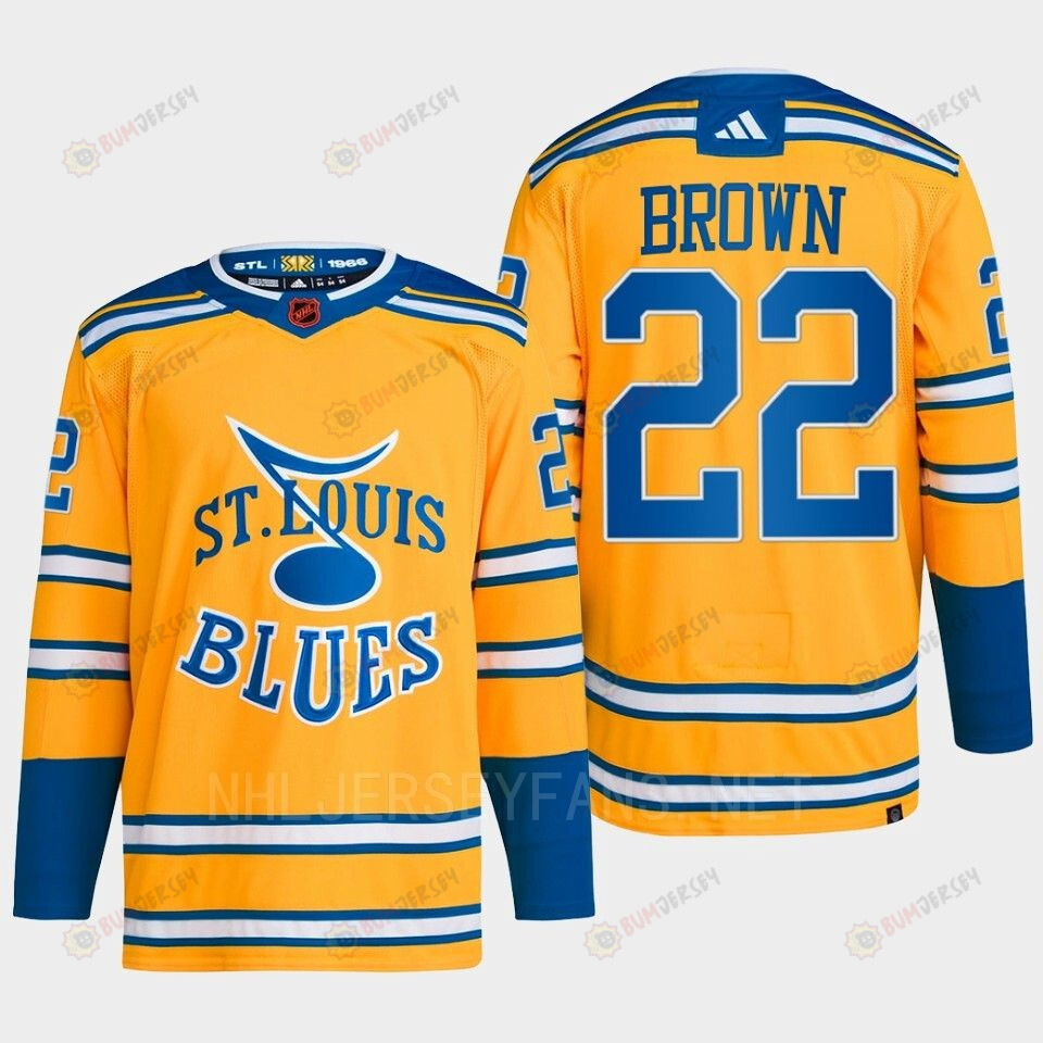Logan Brown 22 Reverse Retro 2.0 2022 St. Louis Blues Yellow Jersey Primegreen