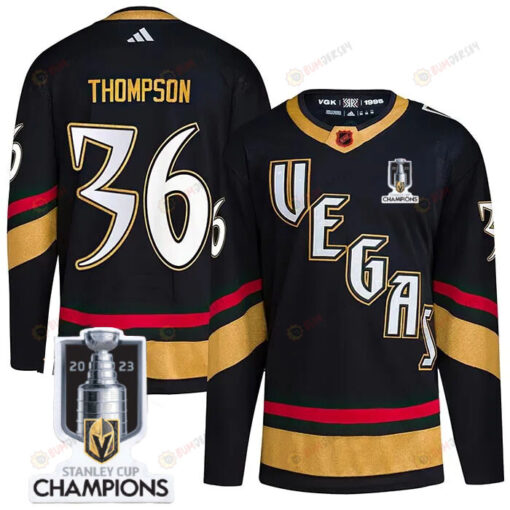 Logan Thompson 33 Vegas Golden Knights 2023 Stanley Cup Champions Patch Special Edition 2.0 Breakaway Jersey - Black