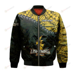 London Lightning Bomber Jacket 3D Printed Grunge Polynesian Tattoo