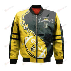 Long Beach State 49ers Bomber Jacket 3D Printed Flame Ball Pattern