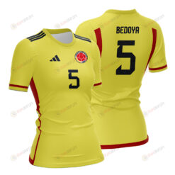 Lorena Bedoya 5 Colombia 2023 Women Home Jersey - Yellow - All Over Printed Jersey