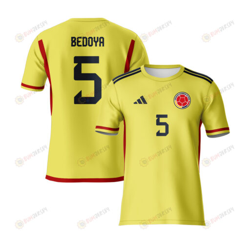 Lorena Bedoya 5 Colombia 2023 Youth Home Jersey - Yellow - All Over Printed Jersey