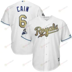 Lorenzo Cain Kansas City Royals World Series Champions Gold Program Cool Base Player Jersey - White