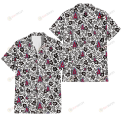 Los Angeles Angels Black And White Hibiscus Leaf White Background 3D Hawaiian Shirt