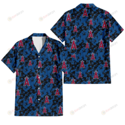 Los Angeles Angels Black Dark Blue Hibiscus Black Background 3D Hawaiian Shirt