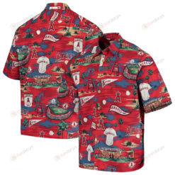 Los Angeles Angels Button-Up Scenic Hawaiian Shirt - Red