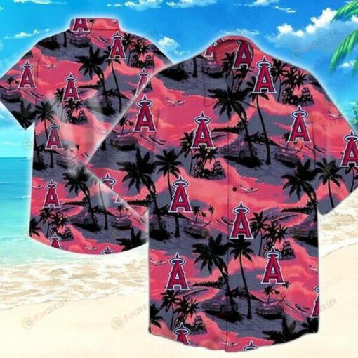 Los Angeles Angels Coconut Tree ??3D Printed Hawaiian Shirt