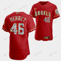 Los Angeles Angels Jimmy Herget Red Jersey 46 Golden Diamond 2022-23-23 Uniform