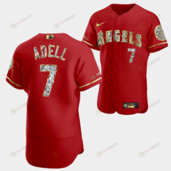 Los Angeles Angels Jo Adell Red Jersey 7 Golden Diamond 2022-23-23 Uniform