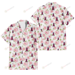 Los Angeles Angels Light Pink Hibiscus White Background 3D Hawaiian Shirt