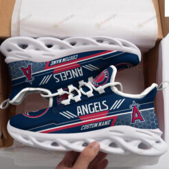 Los Angeles Angels Logo Custom Name Pattern 3D Max Soul Sneaker Shoes In Blue