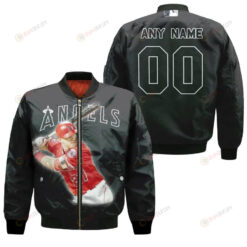 Los Angeles Angels Mike Trout Black Custom Number Name For Angels Fans Bomber Jacket 3D Printed