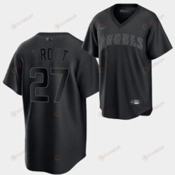 Los Angeles Angels Mike Trout Fashion 27 Black Jersey