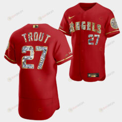 Los Angeles Angels Mike Trout Red Jersey 27 Golden Diamond 2022-23-23 Uniform