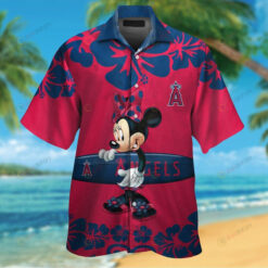 Los Angeles Angels Minnie Mouse Red Tropical Aloha 3D Printed Hawaiian Shirt