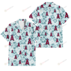 Los Angeles Angels Pale Turquoise Hibiscus Light Cyan Background 3D Hawaiian Shirt