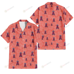 Los Angeles Angels Peach Puff Hibiscus Tomato Orange Background 3D Hawaiian Shirt