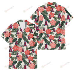 Los Angeles Angels Pink Coral Hibiscus Banana Leaf Beige Background 3D Hawaiian Shirt