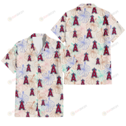 Los Angeles Angels Sketch Pastel Hibiscus Beige Background 3D Hawaiian Shirt