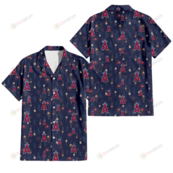 Los Angeles Angels Small Hibiscus Buds Navy Background 3D Hawaiian Shirt