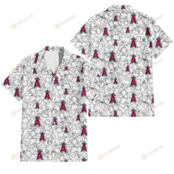 Los Angeles Angels White Sketch Hibiscus Pattern White Background 3D Hawaiian Shirt