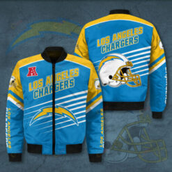 Los Angeles Chargers 3D Logo Pattern Bomber Jacket - Blue And Yellow