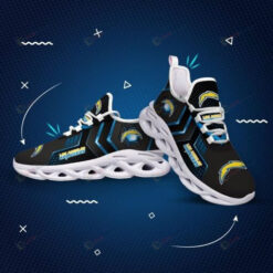 Los Angeles Chargers Blue Stripe 3D Max Soul Sneaker Shoes In Black