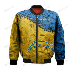 Los Angeles Chargers Bomber Jacket 3D Printed Grunge Polynesian Tattoo