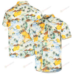 Los Angeles Chargers Cream Paradise Floral Button-Up Hawaiian Shirt