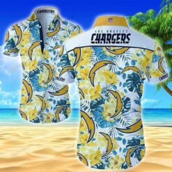 Los Angeles Chargers Curved Hawaiian Shirt