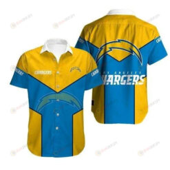 Los Angeles Chargers Curved Hawaiian Shirt In Yellow And Blue