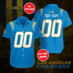 Los Angeles Chargers Custom Name And Number Curved Hawaiian Shirt