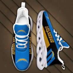 Los Angeles Chargers Logo Black Stripe Pattern 3D Max Soul Sneaker Shoes In Blue