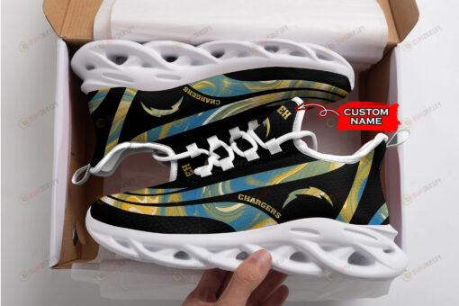 Los Angeles Chargers Logo Color Stripe Pattern Custom Name 3D Max Soul Sneaker Shoes