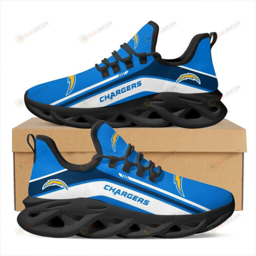 Los Angeles Chargers Logo Pattern 3D Max Soul Sneaker Shoes In Blue White