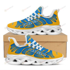 Los Angeles Chargers Logo Pattern 3D Max Soul Sneaker Shoes In Yellow And Blue