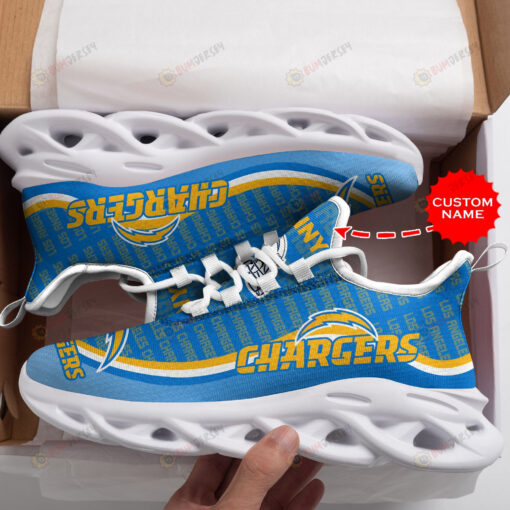 Los Angeles Chargers Logo Pattern In Blue Custom Name 3D Max Soul Sneaker Shoes