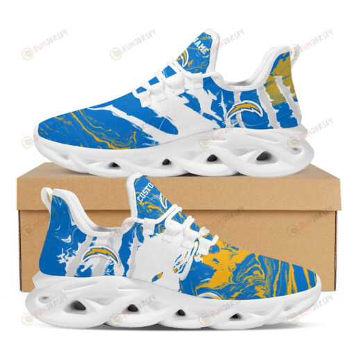 Los Angeles Chargers Logo Slick Pattern Custom Name 3D Max Soul Sneaker Shoes