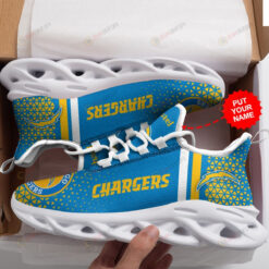 Los Angeles Chargers Logo Triangle Pattern Custom Name 3D Max Soul Sneaker Shoes