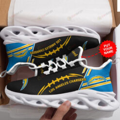 Los Angeles Chargers Logo With Baseball Pattern Custom Name 3D Max Soul Sneaker Shoes