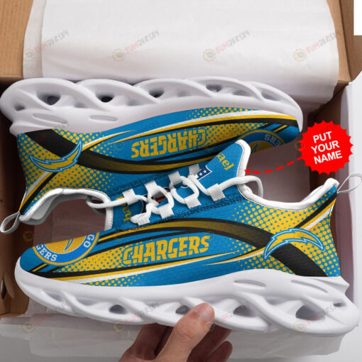 Los Angeles Chargers Logo With Polka Dots Pattern Custom Name 3D Max Soul Sneaker Shoes