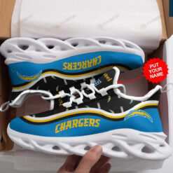 Los Angeles Chargers Logo With Stripe Pattern Custom Name 3D Max Soul Sneaker Shoes