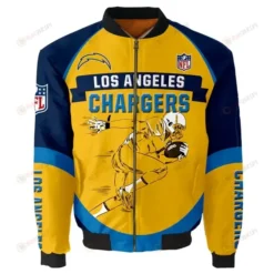 Los Angeles Chargers Player Running Pattern Bomber Jacket - Blue And Yellow