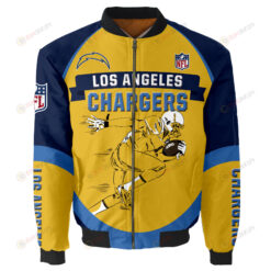 Los Angeles Chargers Players Running Pattern Bomber Jacket - Yellow And Blue